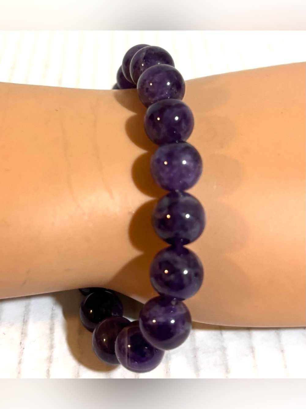 Purple Amethyst Beaded Stretch Bracelet - Classic Women’s Bracelet